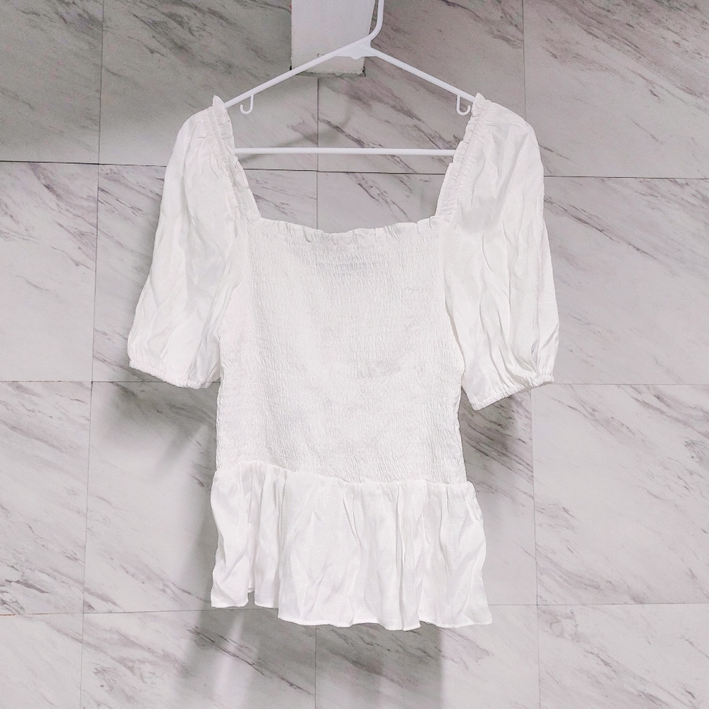 White Peplum Top